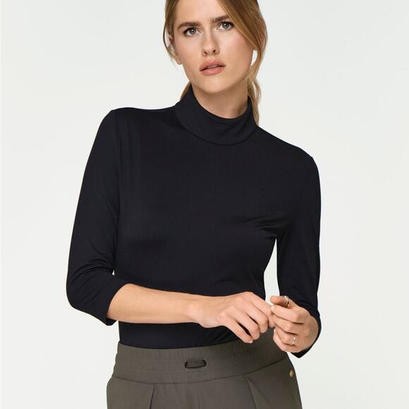 Ina Kess Women's ECLIPSE Mock Neck Top with Zipper Closure Black Size 2 $459 - Picture 1 of 12